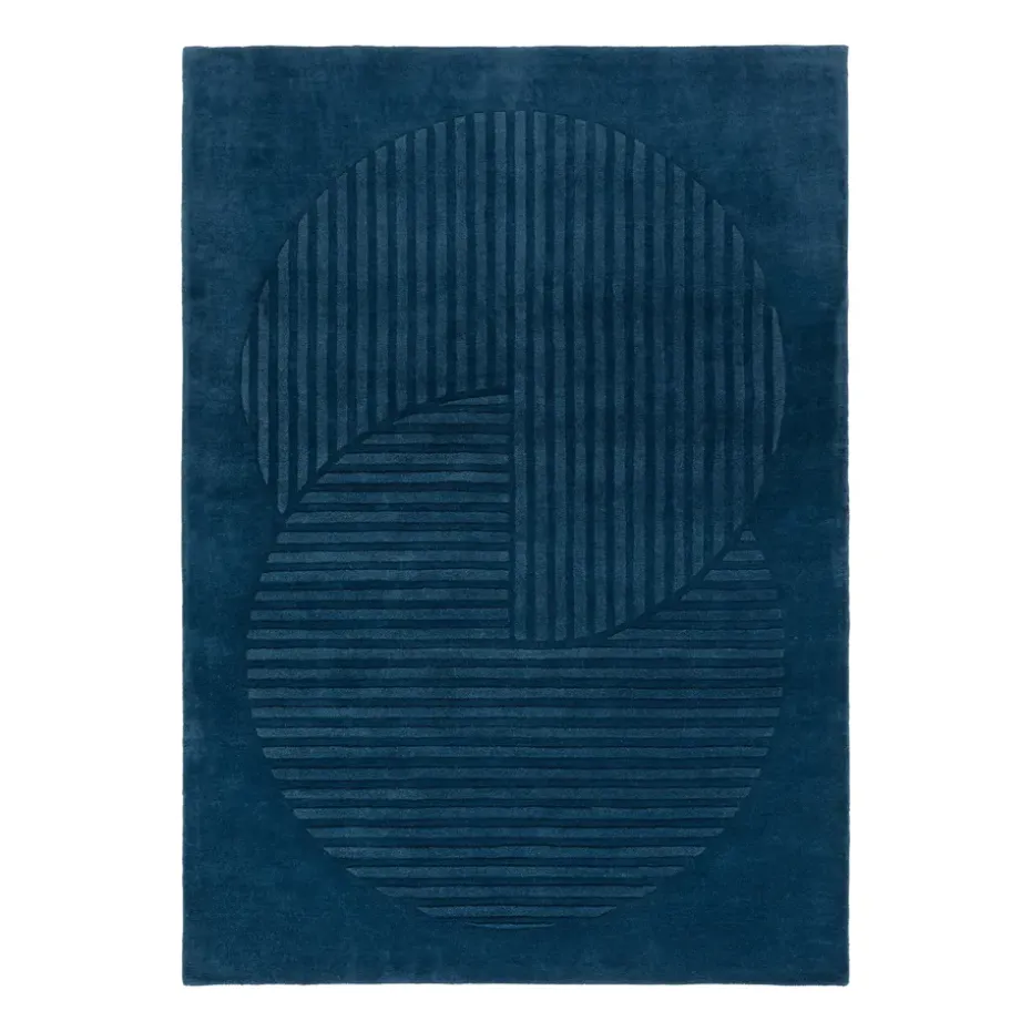 Tapis en laine Levels circles bleu, 170x240 cm