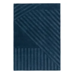 Tapis en laine Levels stripes bleu, 170x240 cm
