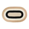 Tapis ovale en jute rayé Elin, 92x150 cm, Black