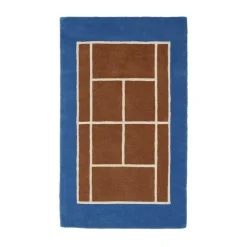 Tapis Tennis, Caramel-Bleu optique, 88x150 cm