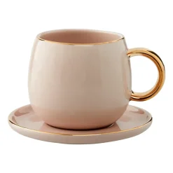 Tasse à espresso avec soucoupe Clara 15 cl, Rose-light gold