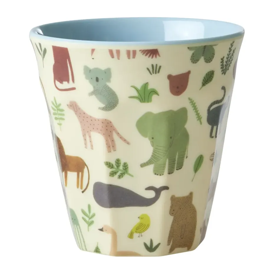 Tasse pour enfant Rice mélamine, Sweet Jungle Print-Soft blue
