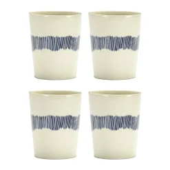 Tasses à thé Ottolenghi Feast 33 cl lot de 4, White stripes-blue