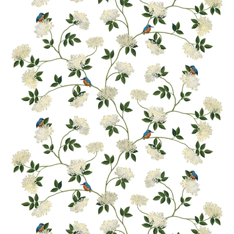 Tissu Kungsfiskaren, Blanc