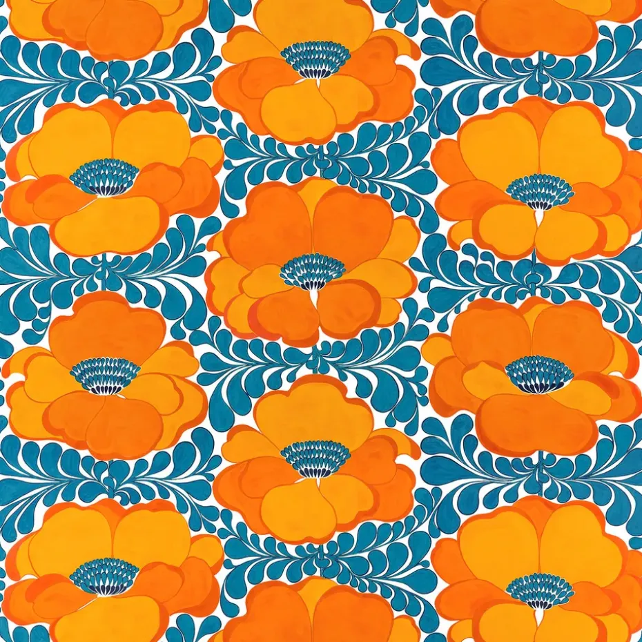 Tissu Love, Bleu-orange