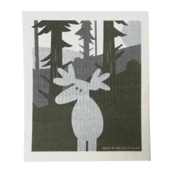 Torchon Älg 17.2x20 cm, Vert-argent-blanc