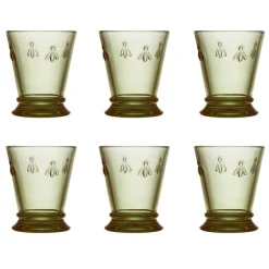 Verres à eau Abeille 26 cl, lot de 6, Vert olive