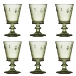 Verre à vin Abeille 24 cl, lot de 6, Vert olive